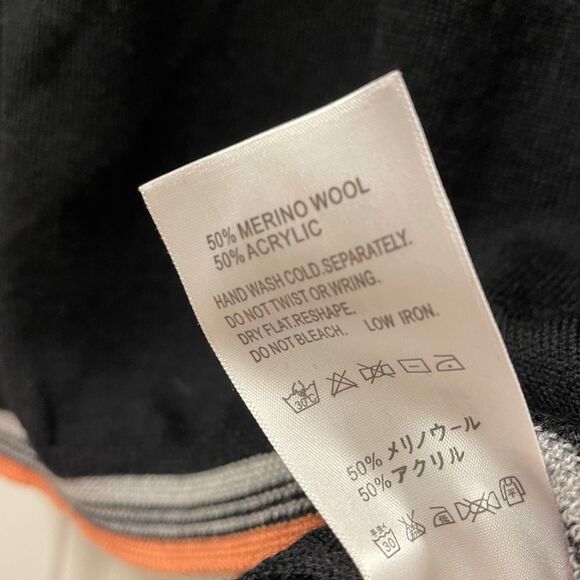 Vintage Camela Merino Wool Button-Collared Long Sleeve Polo Black Pink - Picture 6 of 9